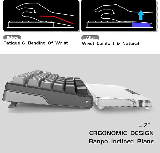 Acrylic Keyboard Wrist Rest-Black 68Key Ergonomic Palm Rest for Computer Keyboard