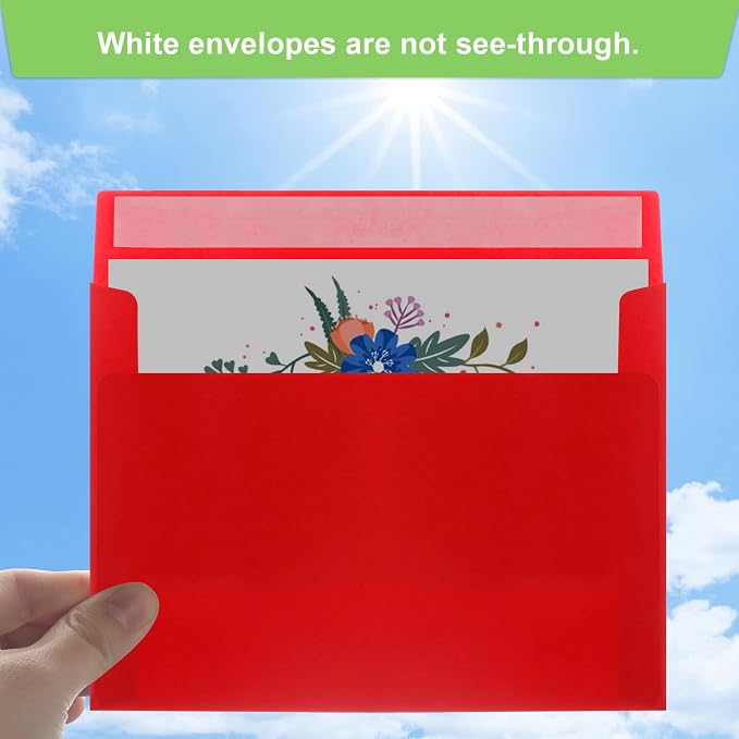 70 Packs A4 Envelope Red, 4x6 Photo Envelopes for Invitations, Envelopes Self Seal for Weddings, Baby Shower, Photos, Postcards, Greeting Cards, Mailing