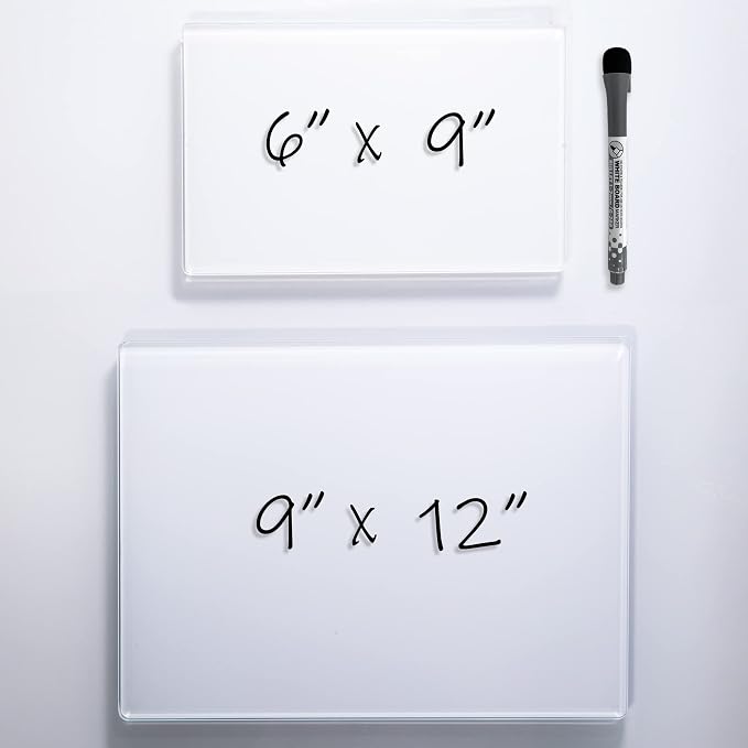 Glass Dry Erase Desktop Doodle Board with Stand and Fine-Tip Marker (White, 6" x 9") – Home, Office & Studio Organization