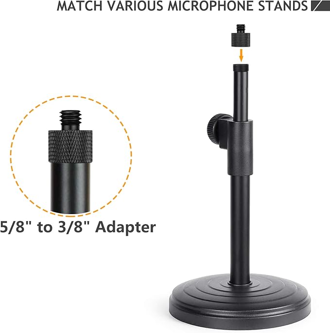 Mic Stand Adapter 5/8 Female to 3/8 MaleThread Screw, 5/8 to 3/8 Adapter for Microphone Stand Mount to Camera Tripod Converter Screw 2 Pack