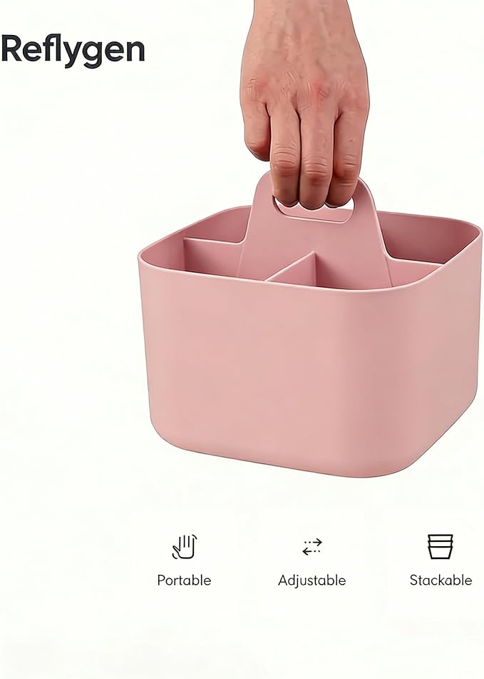 Stackable Portable Handheld Organiser,Multi-Purpose Desktop Divider Organiser Basket For Crafts Or School Supplies Desk,Office,Stationery Pencil Holder,Dorm Room(Pink)