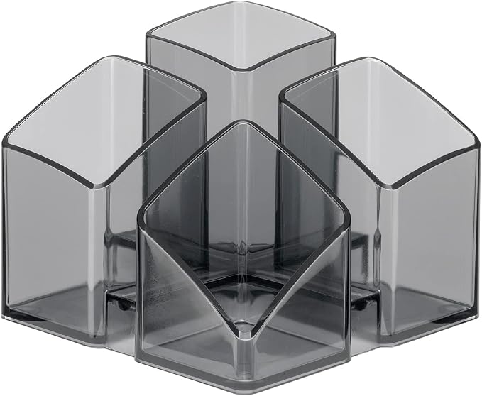 HAN 17450-24, Scala Desk Tidy. Exclusive Design Meets Function: Elegant, Glossy and Expandable. with 4 compartments und Card Holder, Transparent-Grey