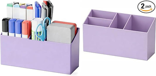Yieach 2 Pack Magnetic Marker Holder for Whiteboard with Magnet and Adhesive - Non Slip Acrylic Magnetic Pen Cup,Dry Erase Marker Holder for Expo,Refrigerator,Locker and Classroom Organizer,Purple