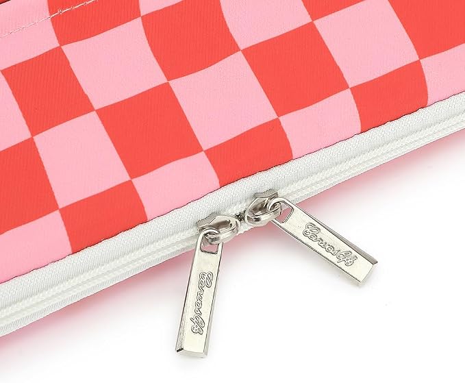 Canvaslife Pattern 13 inch Canvas Laptop Sleeve with Pocket 13 inch 13.3 inch Laptop 13 case13 Sleeve (Pink Check)
