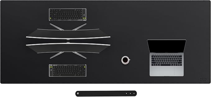 Cacoy 78.7"x31.5" XXL PU Leather Desk Mat, Waterproof Meeting Desk Pad Protector, Large Gaming Computer Mouse Pad, Extended Office Desk Decor, Desktop Cover Mat Conference Table Pads (Black)