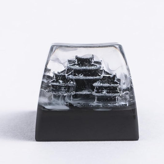 ULTRAEQUIP Artisan Keycaps - Epoxy Resin Handmade Keycaps Black Samurai Japanese Dojo Esc Replace Key 1U fit MX Switch for Mechanical Keyboard (Famous Landscape Series - Dojo)