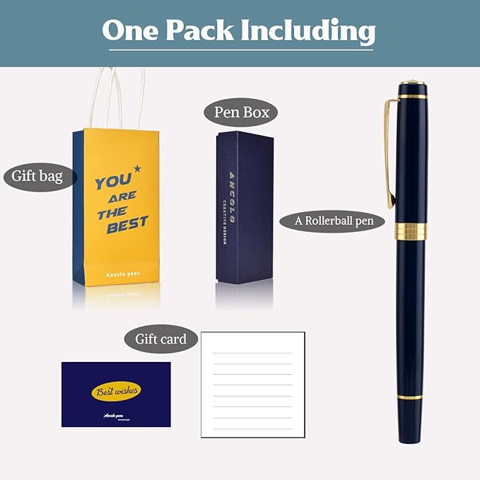 Ancolo Custom Pens Business Gift set with 2 extra Black Ink Refills Quality Pens Metal Body - Custom with Names Message on the Pens - for Family Colleague Elder Friends