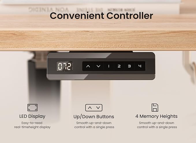 BANTI 40 × 24 Inches Standing Desk, Ergonomic, Electric Height Adjustable, Sit and Stand Up, Computer Office Desk with Splice Board, White Frame/Maple Top