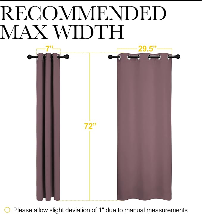 NICETOWN Bedroom Curtain Panels Blackout Draperies, Dry Rose, 1 Pair, 34 by 72-inch, Thermal Insulated Solid Grommet Blackout Curtains/Drapes