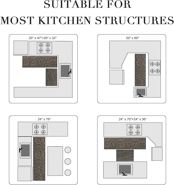 Kitchen Runner-Non Slip Kitchen Mats for Floor-Thick Stain Resistant Vintage Kitchen Floor Rug Runner Carpet for Hallways Entryway Laundry Room Washable（Black 24"x79"）