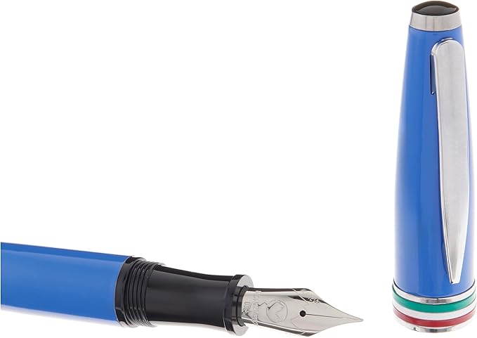 Monteverde USA Aldo Domani Italia Fountain Pen Exotic Blue - Extra Fine Nib - Luxury Writing Pen - Italian Design - JoWo Stainless Steel Nib - Smooth Ink Flow - Refillable - Gift Box Included