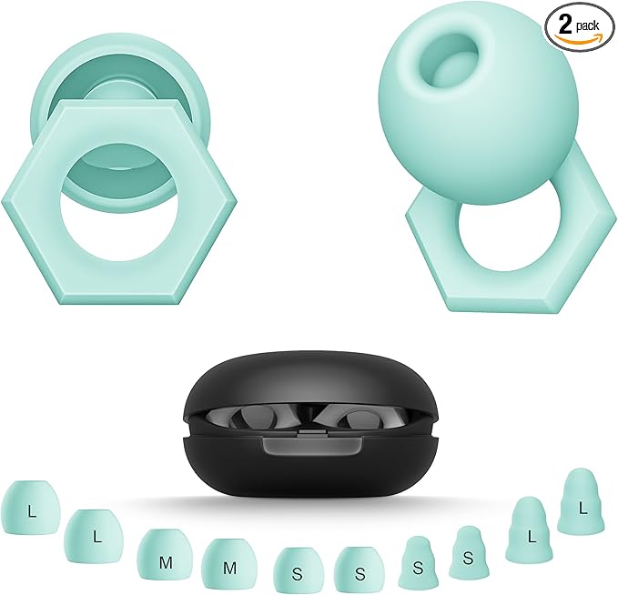 Ear Plugs for Sleeping Noise Cancelling,30-35dB NRR Silicone Earplugs with 5 Ear Tips in S/M/L,Ear Plugs for Noise Reduction for Sleep,Hearing Protection,Noise Sensitivity