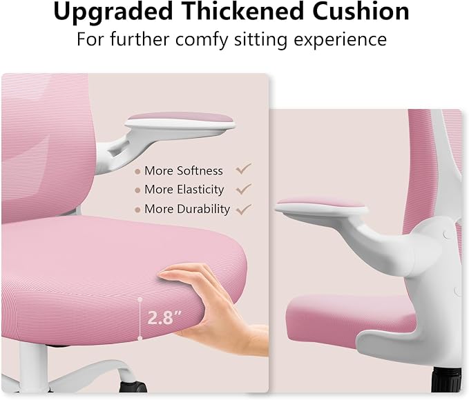 Ergonomic Office Chair, Comfort Swivel Home Office Task Chair, Breathable Mesh Desk Chair, Lumbar Support Computer Chair with Flip-up Arms and Adjustable Height