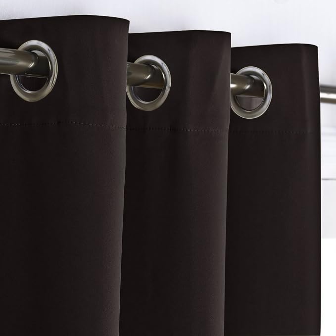NICETOWN Thermal Insulated Blackout Curtain and Drapery Triple Weave Soundproof Solid Ring Top Window Drape for Bedroom (Sold Individually, 42 inches by 63 inch, Toffee Brown)