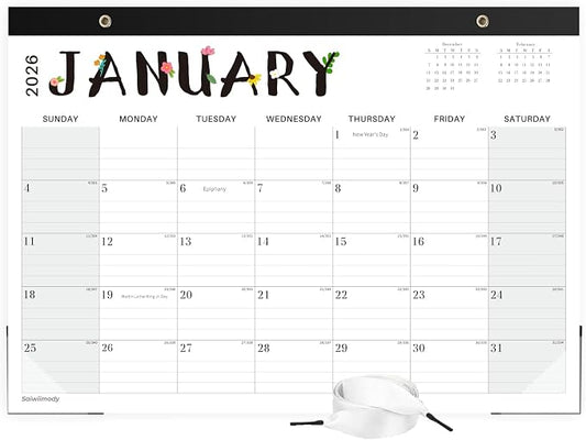 Desk Calendar 2026, 18 Months Calendar Runs from January 2026 to June 2027 Large 17 x 12 inch Desktop or Wall Monthly Calendar Planner for Home School or Office, Black
