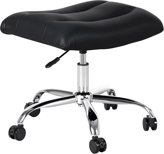 Frassie Mobile Gaming Office Footrest Stool Under Desk Multi-use Height Adjustable Rolling Foot Stool Rest Ottoman (Silver)