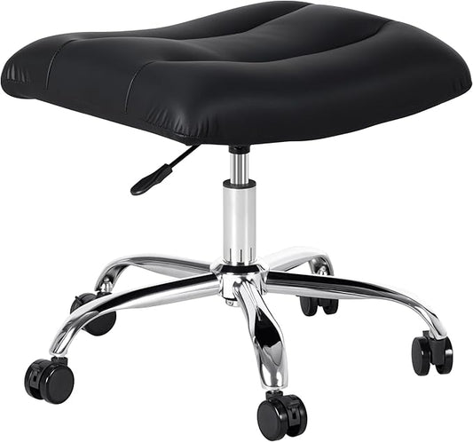 Frassie Mobile Gaming Office Footrest Stool Under Desk Multi-use Height Adjustable Rolling Foot Stool Rest Ottoman (Silver)