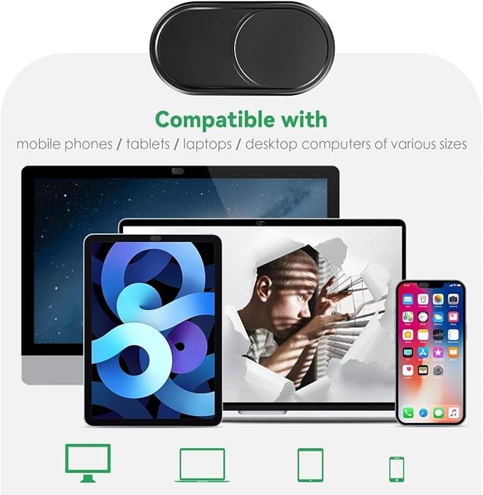 Webcam Cover Slide (3-Pack) Ultra Thin Metal Camera Covers - Includes Surface Prep Kit