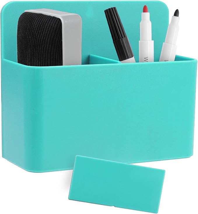 Green Magnetic Pencil Cup, White Locker Organizer, Pencil Storage Cup with Strong Magnet, Marker/Pen Basket for Whiteboard, Refrigerator, Locker Accessories, School and Office Supplies