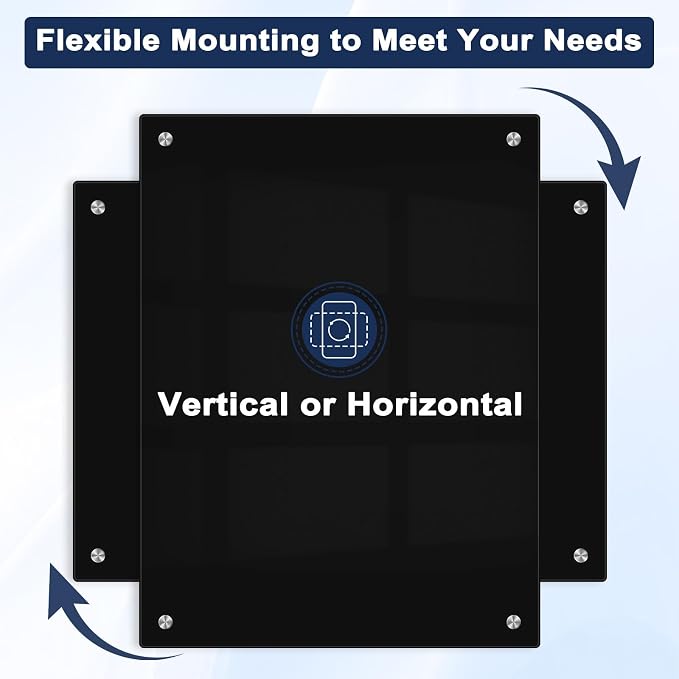 Magnetic Black Glass Dry Erase Board, 24" x 18", Frameless Wall Mount | Glass Whiteboard for Wall, Includes 1 Marker Tray and 6 Magnets, White Board for Office, Home, Classroom