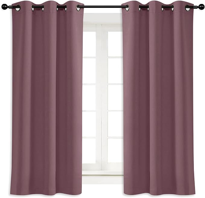 NICETOWN Blackout Curtain Blind for Bedroom, Single Panel, W34 x L63 inches, Dry Rose, Thermal Insulated Grommet Blackout Room Darkening Drape/Drapery