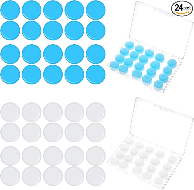 20 Pairs Moldable Silicone Ear Plugs for Sleeping, Soft Reusable Noise Cancelling Silicone Earplugs with Storage Box for Concerts Swimming Snoring Airplane Musicians Motorcycle(White & Blue)