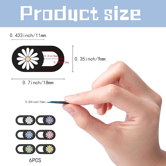 6Pcs Laptop Camera Covers Webcam Camera Cover Slide Floral Daisy Pattern Privacy Security Guard Slide Phone Webcam Protector for Laptop Desktop Computers Smartphones Tablet Notebook Mini PC