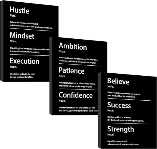 Halioyo Motivational Wall Decor, 12 x 16 Inch Inspirational Canvas Wall Art, Positive Quotes Office Painting Posters for Office Dorm Living Room Bedroom Home - 3pcs