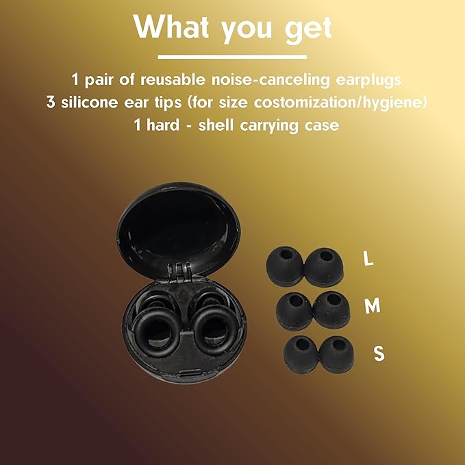 Quiet Ear Plugs for Sleep,28db Noise Reducing Silicone Earplugs – Reusable Comfort Fit Hearing Protection for Sleeping, Focus, Travel & Relaxation – Soft, Washable (Black, One Size)