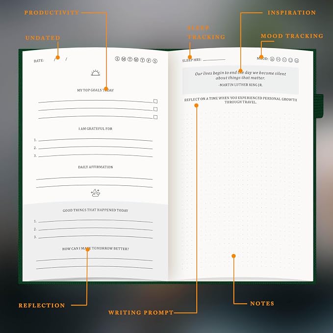 Self-Mastery Journal for Men & Women - Gratitude Journal for Daily Reflection, Mindfulness, and Self-Care - Guided Manifestation Journals - Inspirational Goal Journals with Pen Holder (Dark Green)