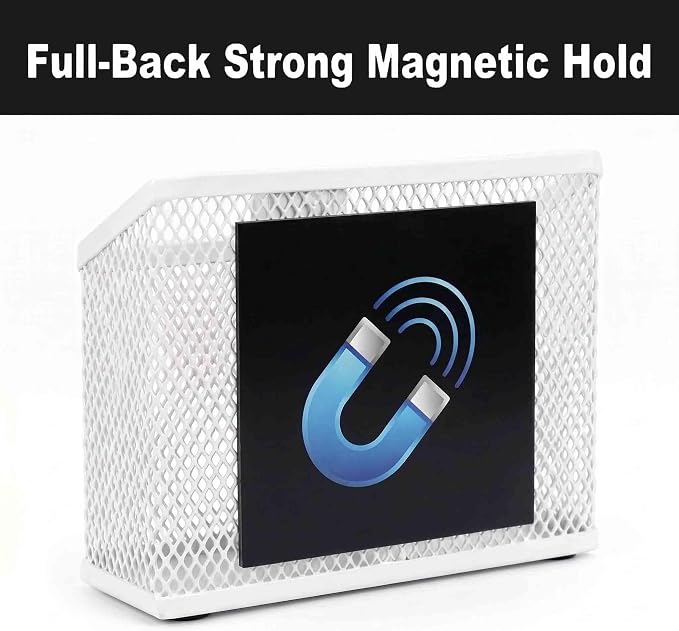 Neudeco Magnetic Pencil Holder,Magnetic Dry Erase Marker Holder for whiteboard, Magnetic Storage Basket for Refrigerator, Pack 2 (white)