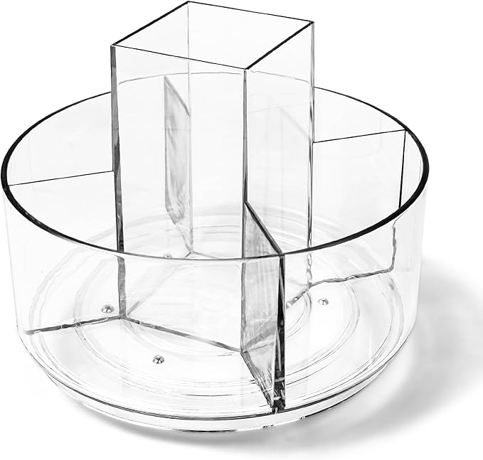 Rotating Acrylic Pen Holder, Clear Pencil Holder for Desk, 360 Degree Rotating Makeup Brush Holder and Storage Organizer, Modern Desk Organizer for School, Home and Office.