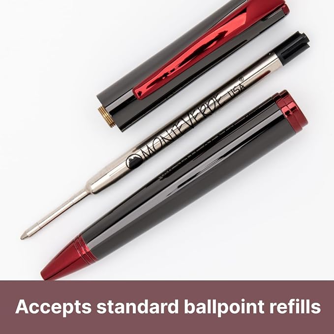 Monteverde USA Impressa 3+2 Piece Set (Fountain, Rollerball, Ball Pen) | Gunmetal/Red | Medium Nib | Large Luxury Gift Box with Free Ink & Gel Refill