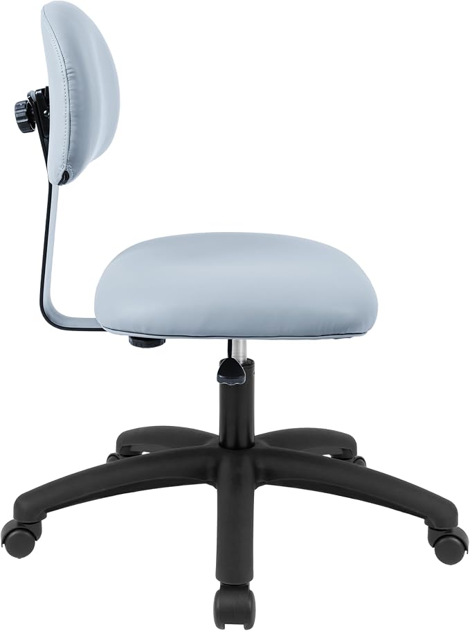 FSS Series Square seat Medium (19"-27") seat Height Chair. Vinyl-for Office, Garage, Desk, Shop, Computer, Doctor, Medical, Easy to Clean! No Footring (Gray, Medium, _Standard Casters)