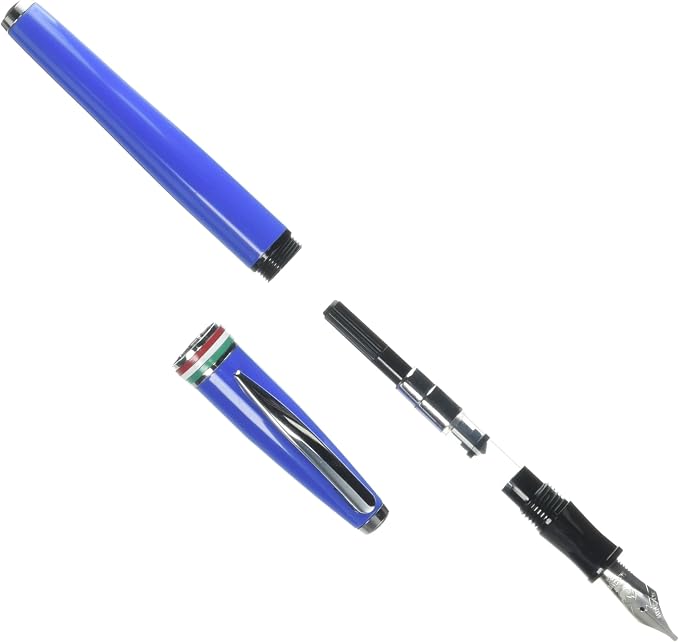Monteverde USA Aldo Domani Italia Fountain Pen Exotic Blue - Stub Nib - Luxury Writing Pen - Italian Design - JoWo Stainless Steel Nib - Smooth Ink Flow - Refillable - Gift Box Included
