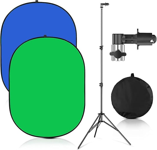 Green Screen Chromakey Backdrop with Stand,Portable 59 * 39inch Blue&Green Screen 2 in 1 Pop Up Collapsible Backdrop for Photo and Video Shooting,Gaming(Green & Blue)