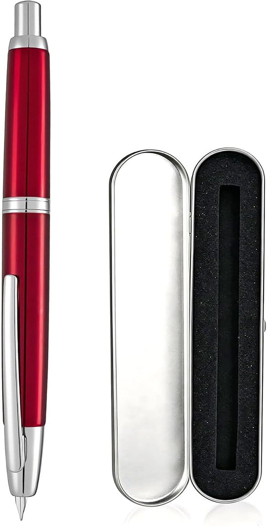 Jinhao 10 Retractable Fountain Pen, Burgundy EF Writing Pen with Converter and Pen Box