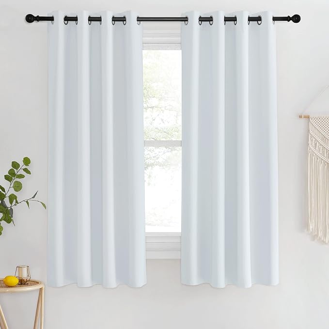 NICETOWN Room Darkening Curtains for Living Room - Easy Care Solid Thermal Insulated Silver Grommet Light Blocking for Bedroom/Kids Room (1 Panel, 46 by 63, Greyish White)