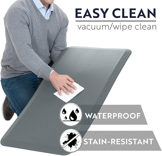 KANGAROO Anti Fatigue Mats for Kitchen Floor, Reduce Foot, Knee, Back Pressure, 3/4 Inch Thick Cushioned Ergonomic Mat, Waterproof Comfort Rug for Under Sinks, Standing Desk, Store Floors, 20x32, Grey