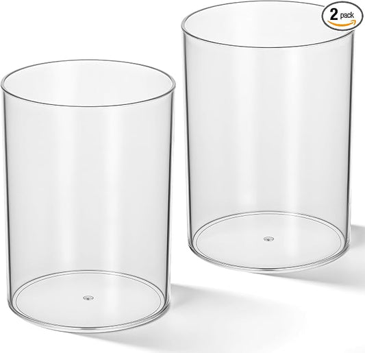 2 Pcs Acrylic Pencil Holders Cup Acrylic Makeup Brush Holder Clear Pen Holder Round Container Clear Brush Container for Home School Office Desk Accessory