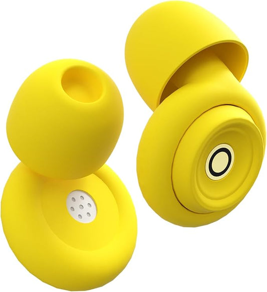 Ear Plugs for Sleeping Earplugs for Concerts Noise Cancelling Reusable Soft Silicone Noise Reduction Earbuds for Travel, Focus, Work 33-45dB Hearing Protection with 9 Ear Tips & Case (Yellow)
