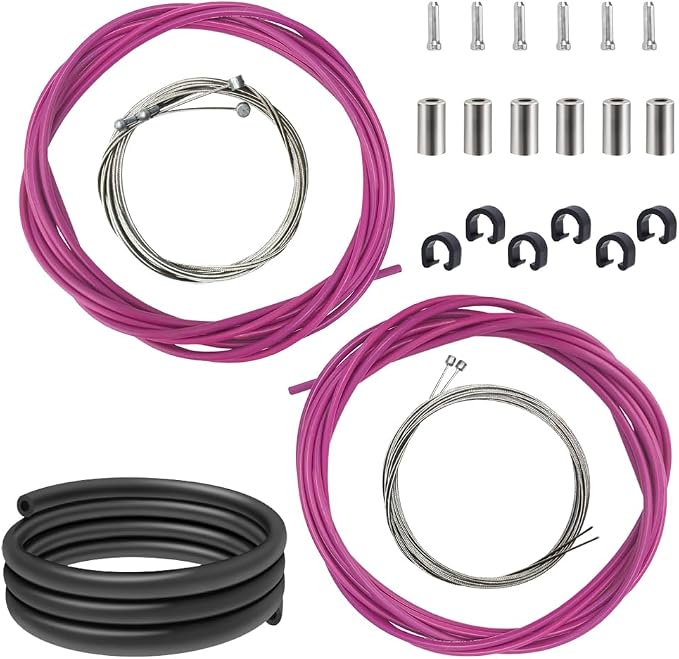 Bicycle Shifter Derailleur Cable Brake Cable Housing Cable Routing Damping Foam Sleeve Cable Tips Caps End Crimp Cable Guide Clip C-Clips Clamps Kit for Mountain Road Bicycle MTB