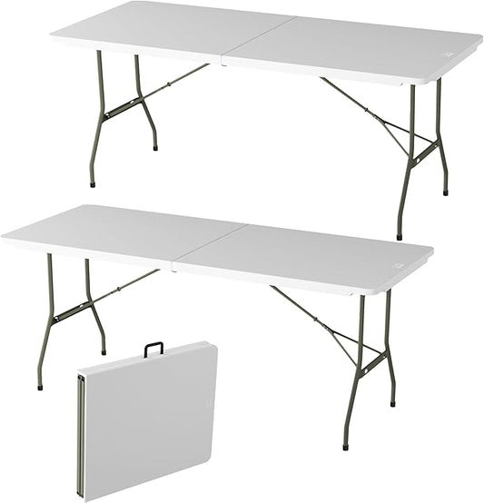 Lavish Home Portable Folding Tables - Lightweight Portable Folding Desk - 6-Foot-Long Indoor or Outdoor Utility Tables for Camping, Events, Dining, Crafts, or Banquets (Set of 2/White)