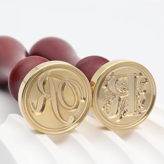 Letter Wax Seal Stamp Kit, Andotopee Wax Seal Kit Initial Alphabet R Sealing Wax Stamp Head 2pcs, Vintage Monogram Wax Stamp Seal Kit with 200pcs Assorted Wax Seal Beads, Wax Seal Spoon, Wax Seal Pen