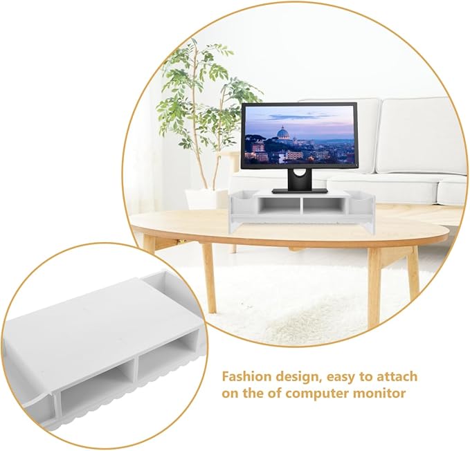 STOBOK Monitor Shelf Riser Stand 19.29X8.07X5.31In Multifunctional Desktop Storage Bracket Organizer for Home Office with Space Maximizing Design