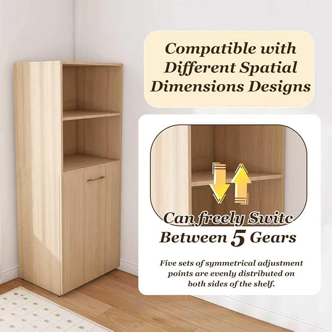 Folding Out Desk with Storage Shelves, Expandable Hidden Computer Desk, Foldable Space-Saving Pull Out Murphy Table, Writing Table with Wheels for Home Office Bedroom Small Spaces (Natural Wood.)
