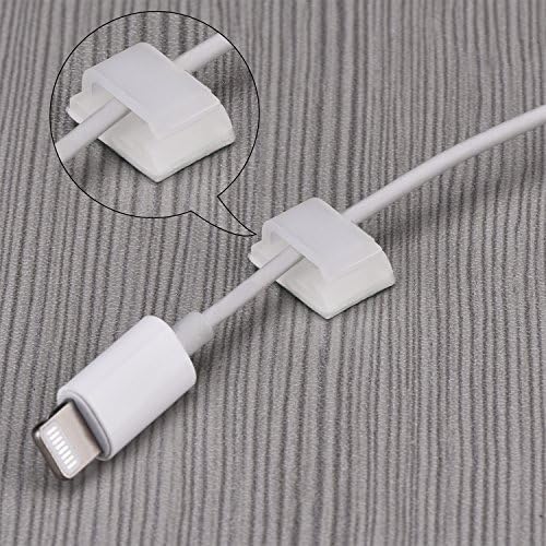 Hicarer 100 Pcs Christmas Light Clips Adhesive Hooks for Outdoor String Cable Wire Clips Adhesive Wire Management Cord Holder for The Wall, Under Desk, Car, Home and Office (Large, White)
