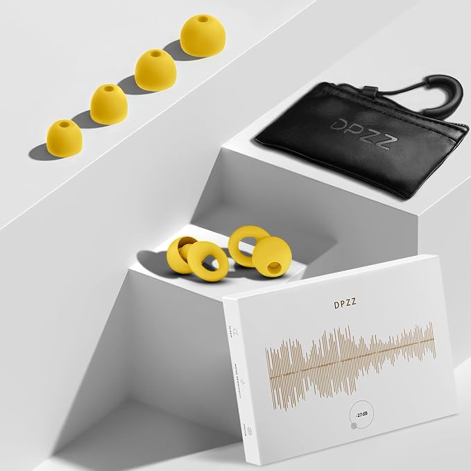 Noise Canceling Earplugs for Sleep and Concentration– New Flexible Earplugs for Better Attenuation–2 Pair Reusable –Deal for Side Sleepers &Noise Sensitive Person – 27dB Noise Cancellation–Yellow