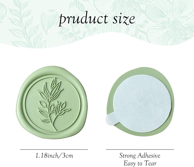 50 Pcs Sage Green Wax Seal Stickers Self- 3D Wedding Invitation Seal Stickers, Perfect for Wedding Invitation, Envelopes Christmas Cards, Seating Chart, Good Adhesion and Easy to Use
