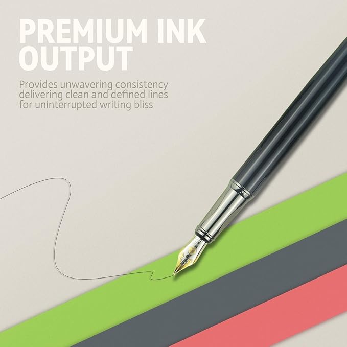 YUNCHUN Fountain Pens Set for Writing, Fancy Medium Nib Ink Pens of Morandi Color with 5 Black and 5 Blue Refills Cartridges, Best Pen Gift Set for Men & Women, Office Professional Pen for Work, Gray